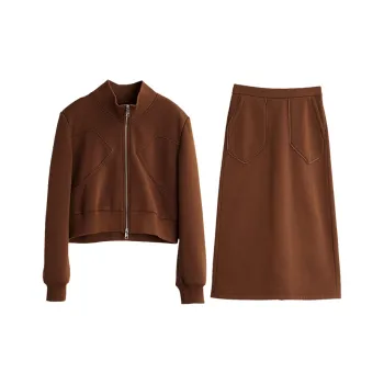 ELLE Two Piece Skirt Sets Women's Brown