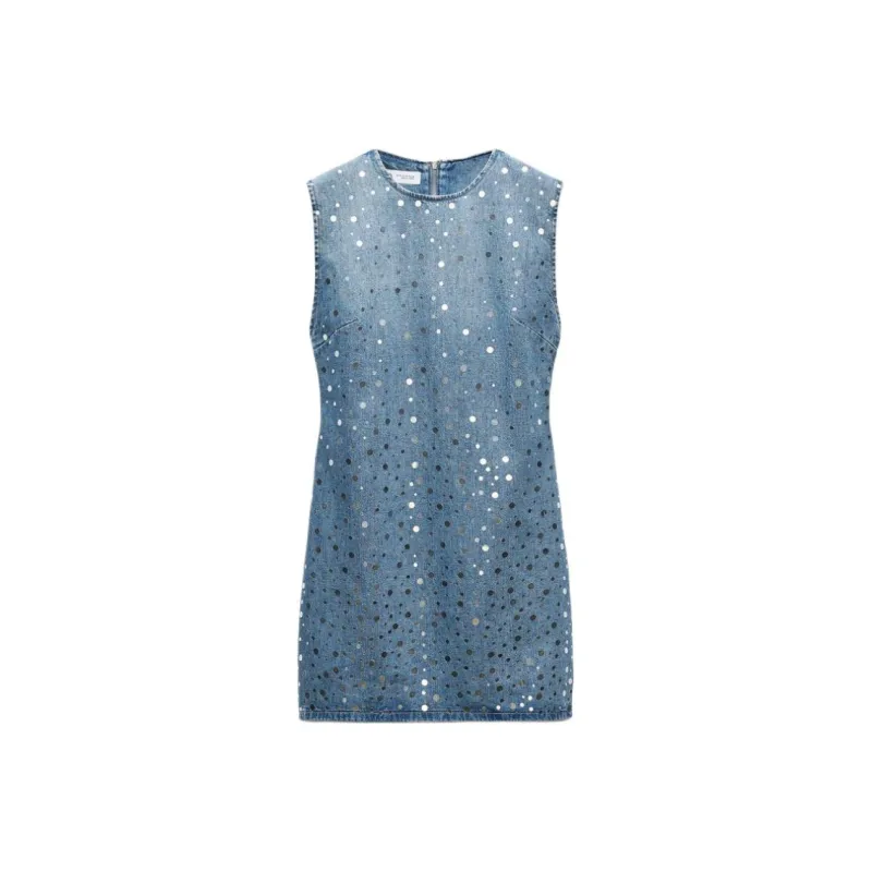 ZARA Sleeveless Dress Women's Light Blue-0