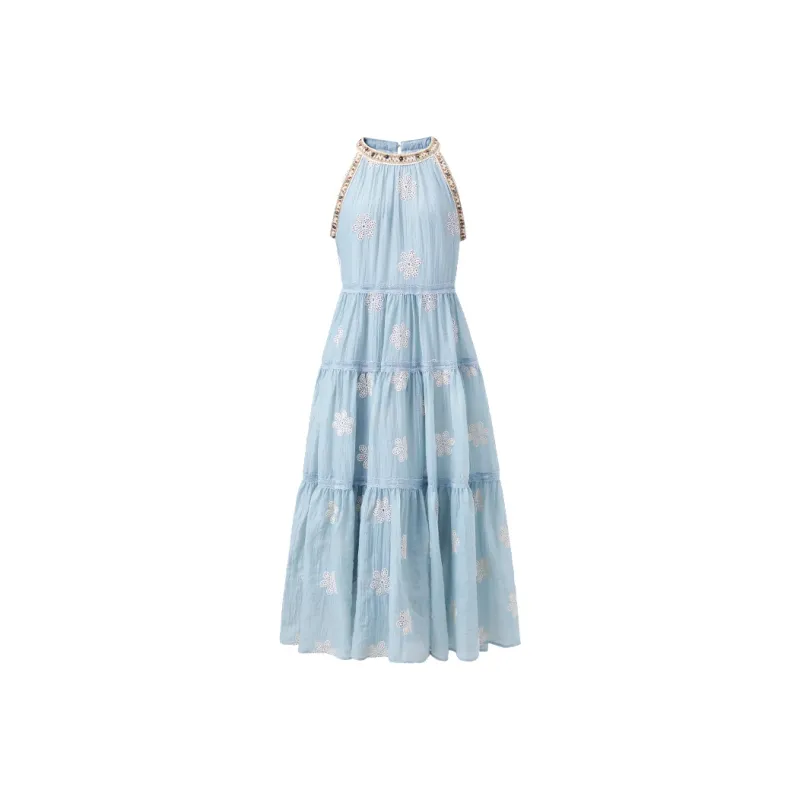 ACAINES Sleeveless Dress Women's Blue-0