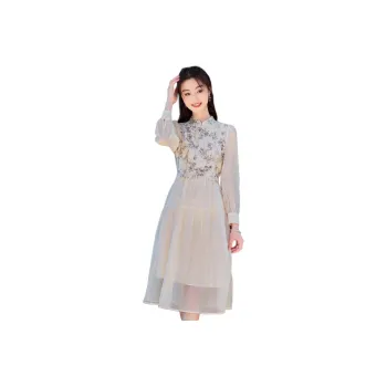 Like The Age Of Water 2025 Model Long Sleeved Dress Women's Apricot