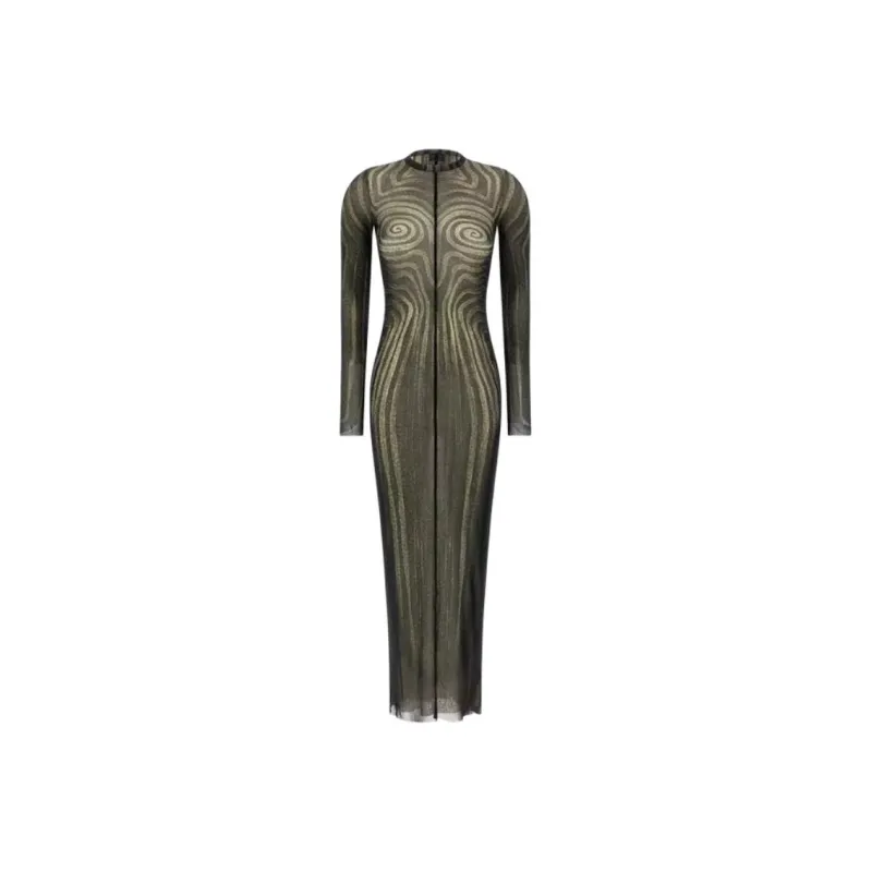 Jean Paul Gaultier Long Sleeved Dress Women's Yellow Gray-0