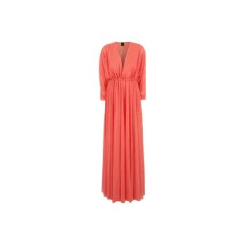 PINKO V Neck Ruched Maxi Dress