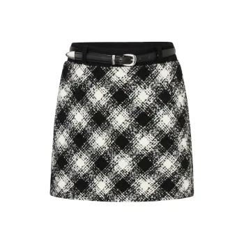 MOCO Casual Short Skirts Women's Black White Plaid