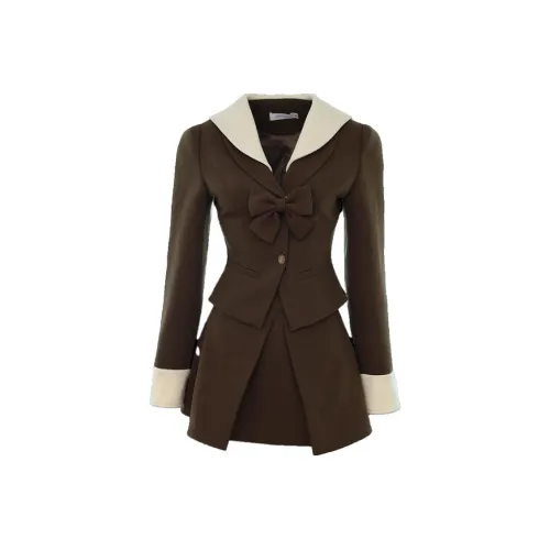 BETTER BING Two Piece Skirt Sets Women's Mocha Brown