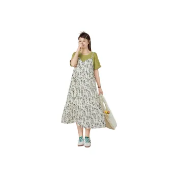 DAMABAIFENBAI Short Sleeved Dress Women's Apricot