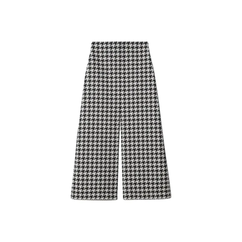 Burberry Houndstooth pattern Gabardine Cropped Trousers-0