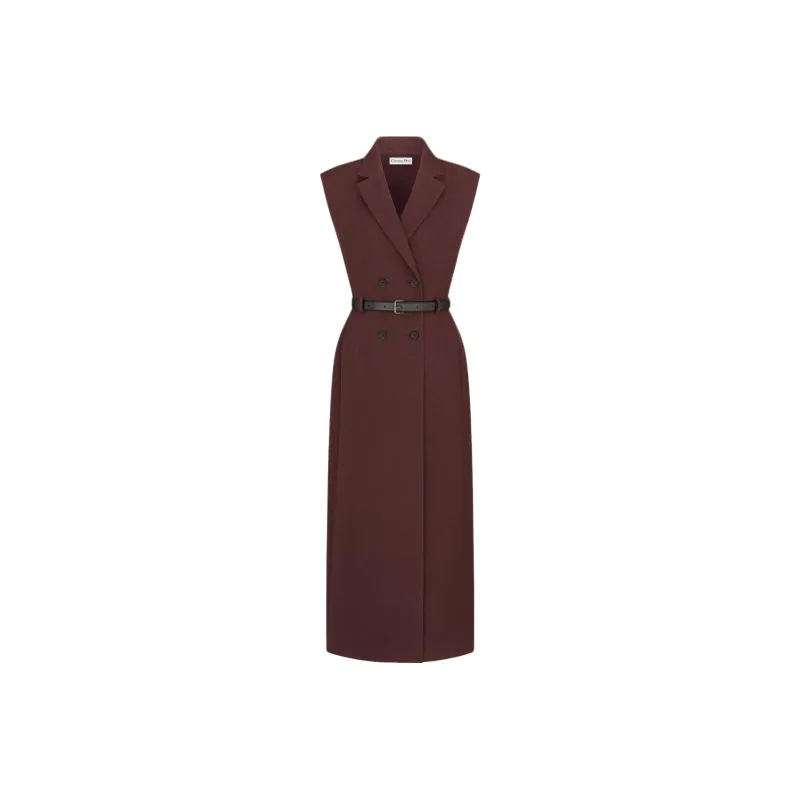 DIOR Sleeveless Dress Women's Burgundy-0