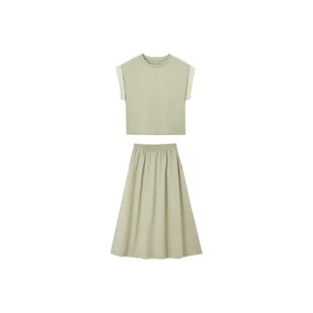 MT Two Piece Skirt Sets Women's Khaki