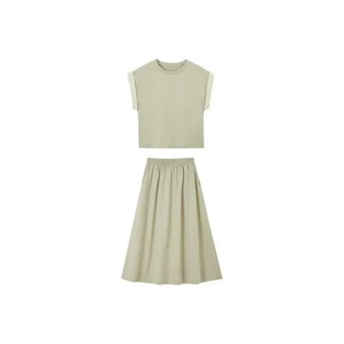 MT Two Piece Skirt Sets Women's Khaki