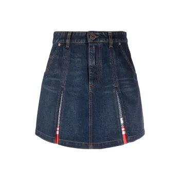 BALMAIN Pleated Denim Skirt