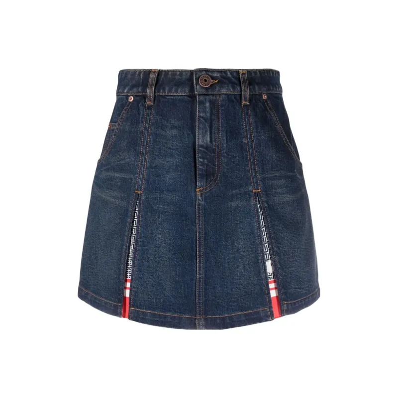 BALMAIN Pleated Denim Skirt-0