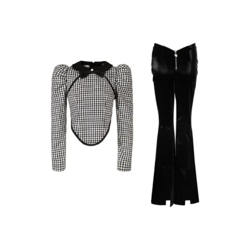 GUO JINGYI Casual Suit Women's Plaid+Black