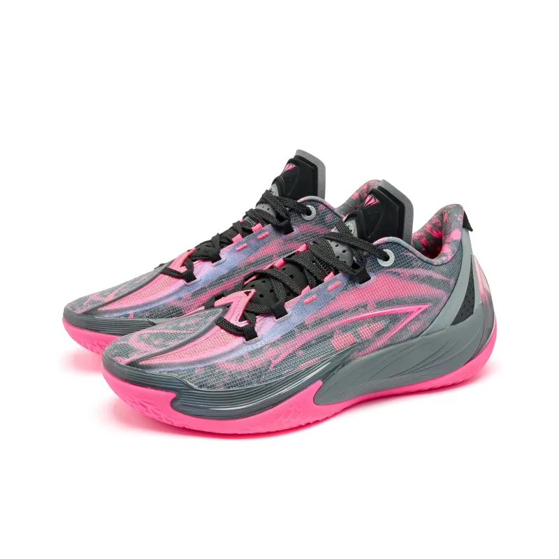 QIAODAN Poisonous Fangs 3.5 Basketball Shoes Men Low Top Coal Gray Neon Pink-2
