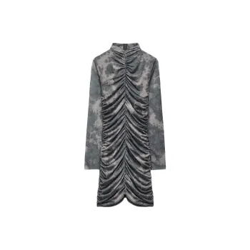 ZARA Long-Sleeved Dresses Women's Gray White