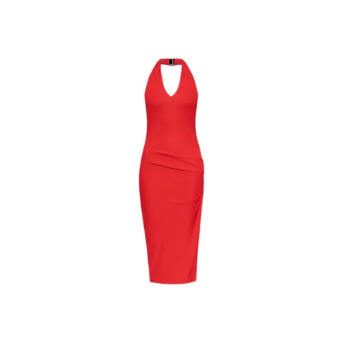Black Ruched Halter Neck Dress