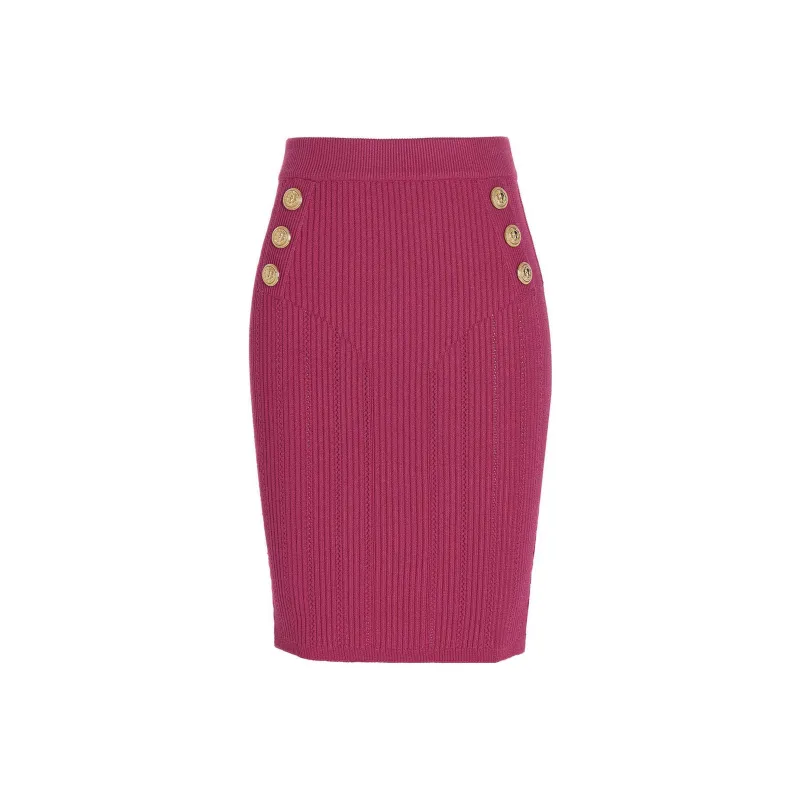 BALMAIN Casual Long Skirts Women's Rose Red-0