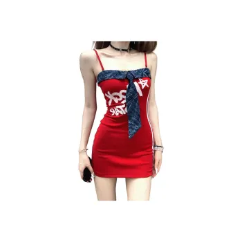 Mu Xiao Xin Slip Dress Women's Blue & Red