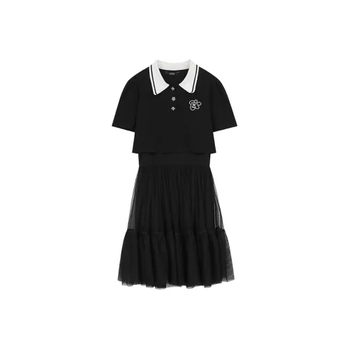 ELF SACK Two Piece Skirt Sets Women's Black Space