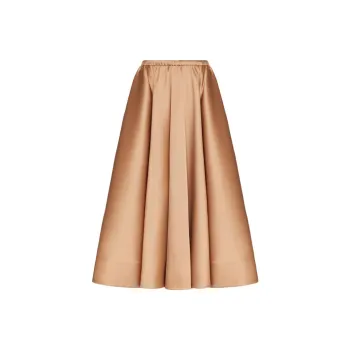 Valentino High Waist Pleated Midi Skirt