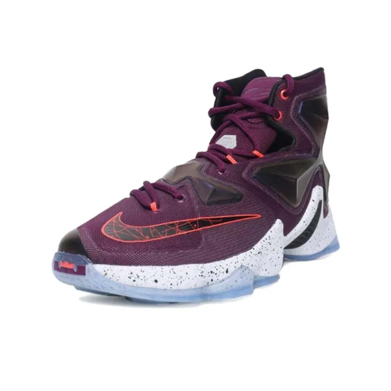 Nike Lebron 13 Anti Slip Wear Resistant High Top Basketball Shoes Men's Dark Red-1