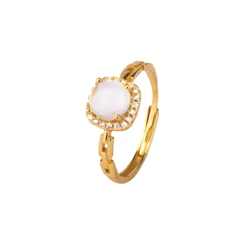 QIXIANG Chalcedony Jade Rings Women's
