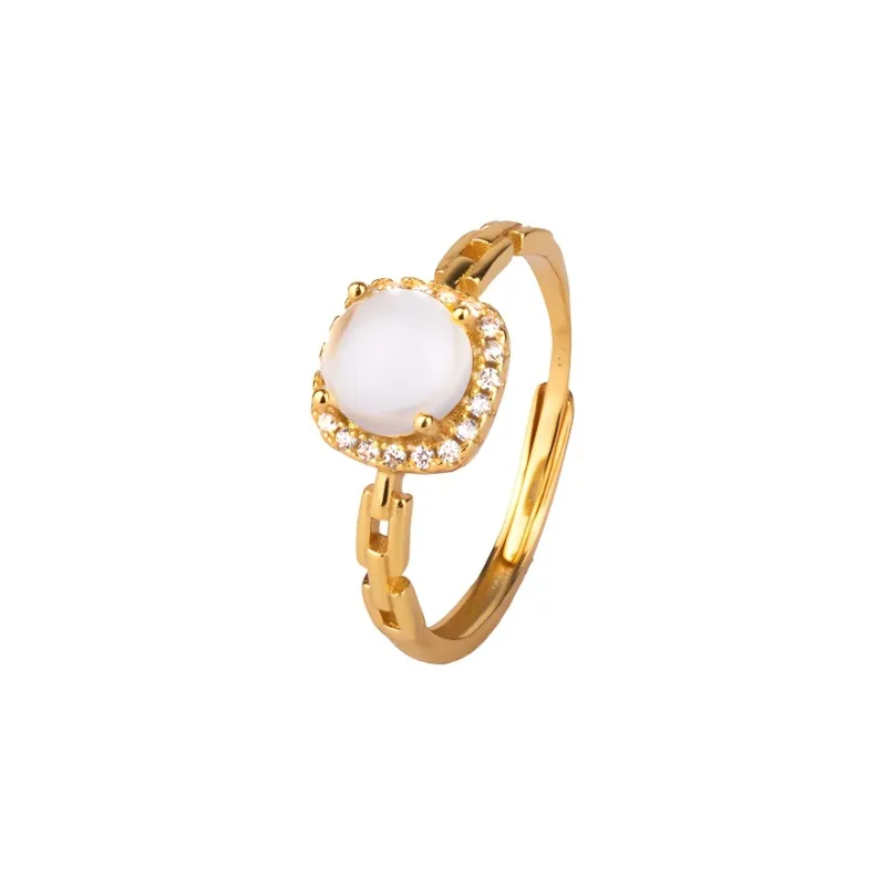 QIXIANG Chalcedony Jade Rings Women's-0