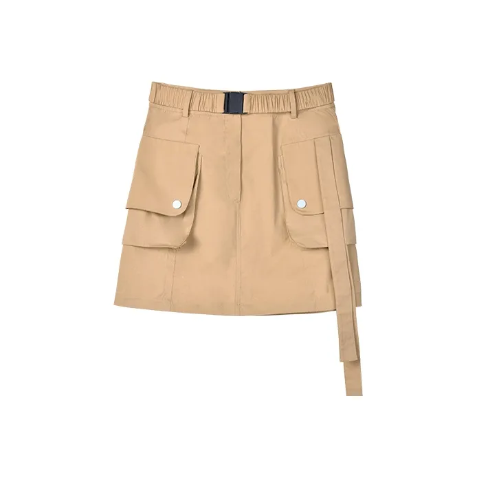 MITUAN Casual Short Skirts Women's Khaki-0