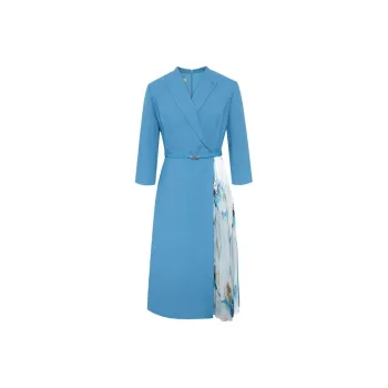 BBLLUUEE Long Sleeved Dress Women's Sea Blue