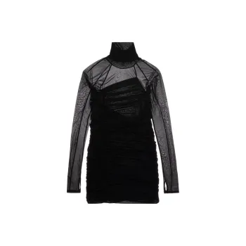 Helmut Lang Ruched Turtleneck Mini Dress
