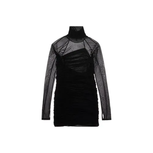 Helmut Lang Ruched Turtleneck Mini Dress