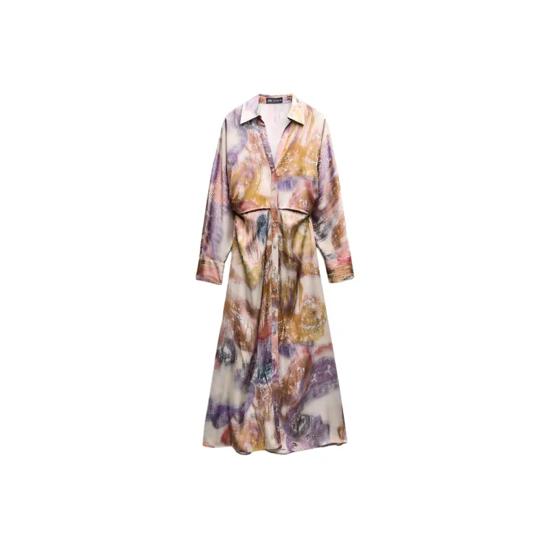 ZARA Long Sleeved Dresses Women's Multicolor-0