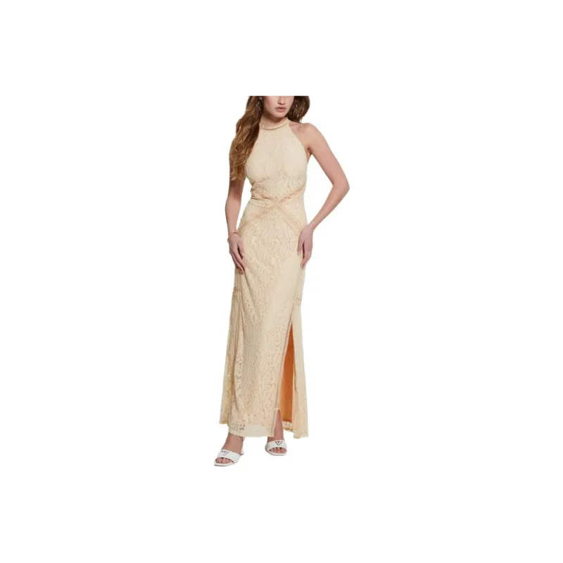 GUESS Sleeveless Dress Women's Beige Yellow-0