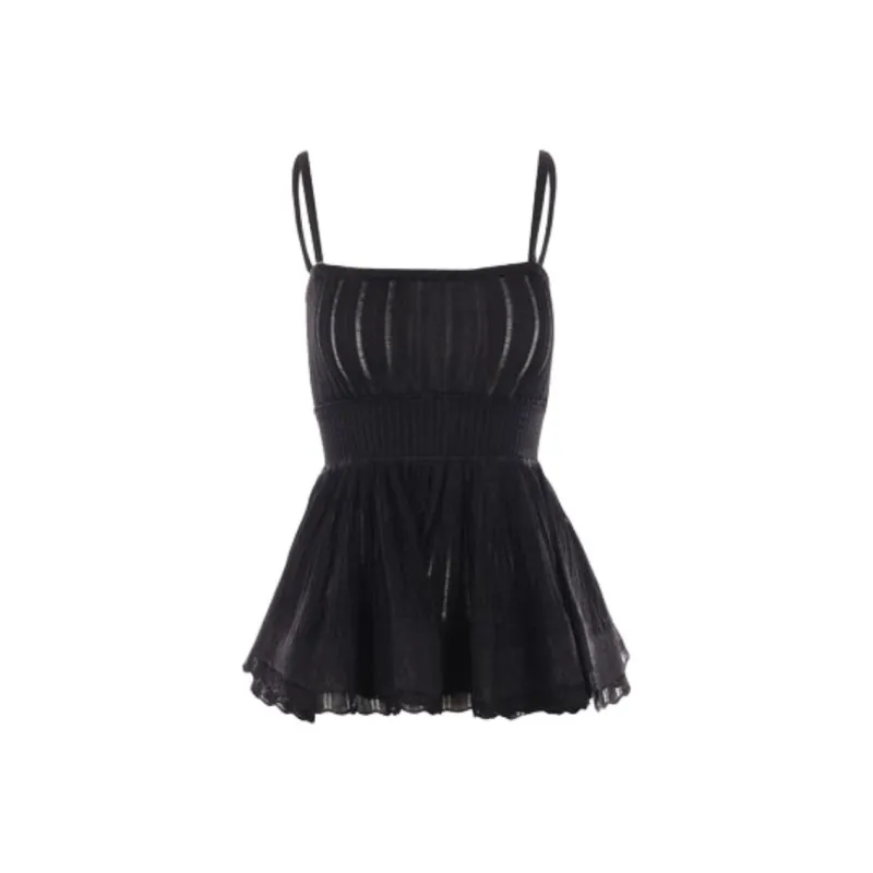 Alaia Crinoline Ribbed Knit Sleeveless Top-0