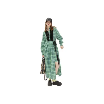 ELF SACK Long Sleeved Dresses Women's Punk Plaid