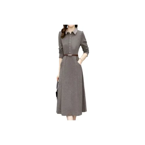 Mapping Long Sleeved Dresses Women's Gray