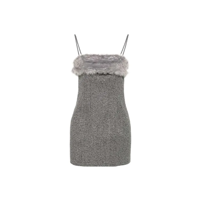 MSGM Faux fur Trim Mini Dress-0