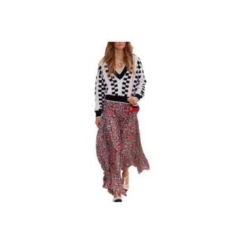 CHANEL Casual Long Skirts Women's Red