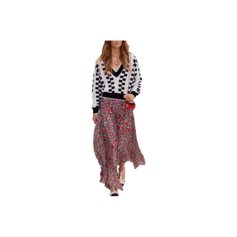 CHANEL Casual Long Skirts Women's Red-0
