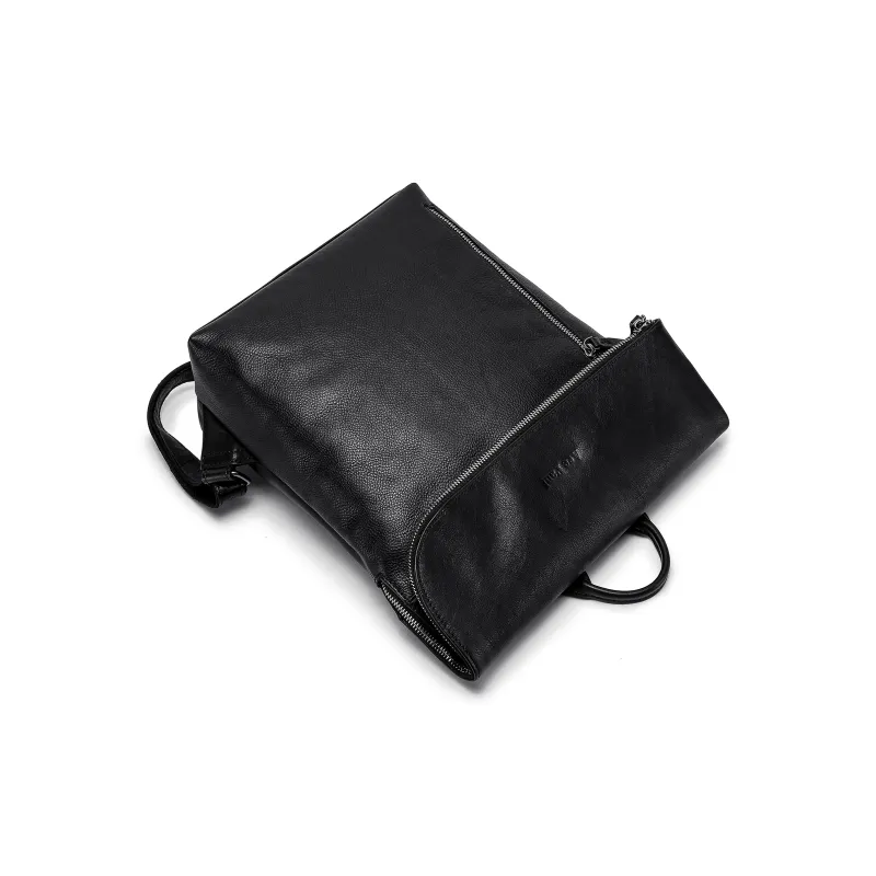 Ace Paul Top Grain Cow Leather Backpack Unisex Black-5