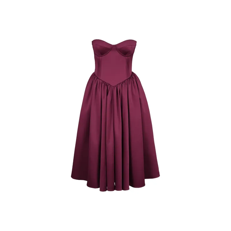 HOUSE OF CB Coco Sleeveless Dress Women's BURGUNDY/Burgundy-0