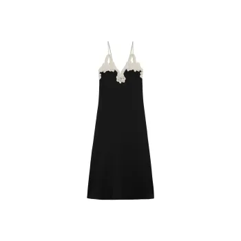 JIL SANDER Lace Flower Detailed Midi Dress