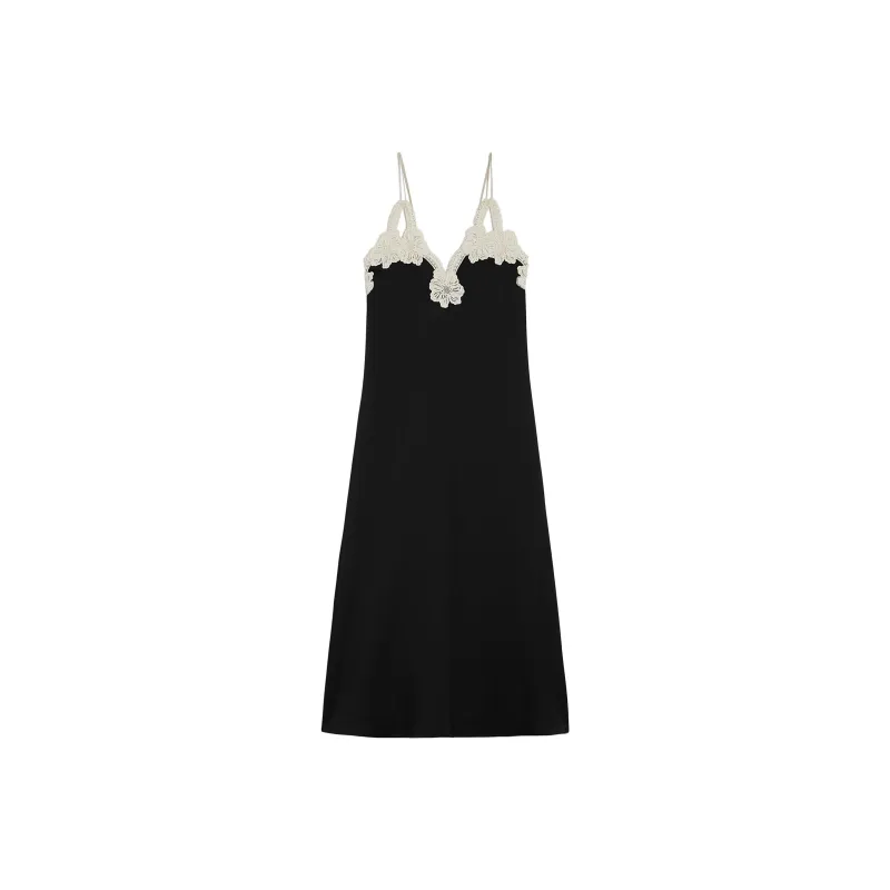 JIL SANDER Lace Flower Detailed Midi Dress-0