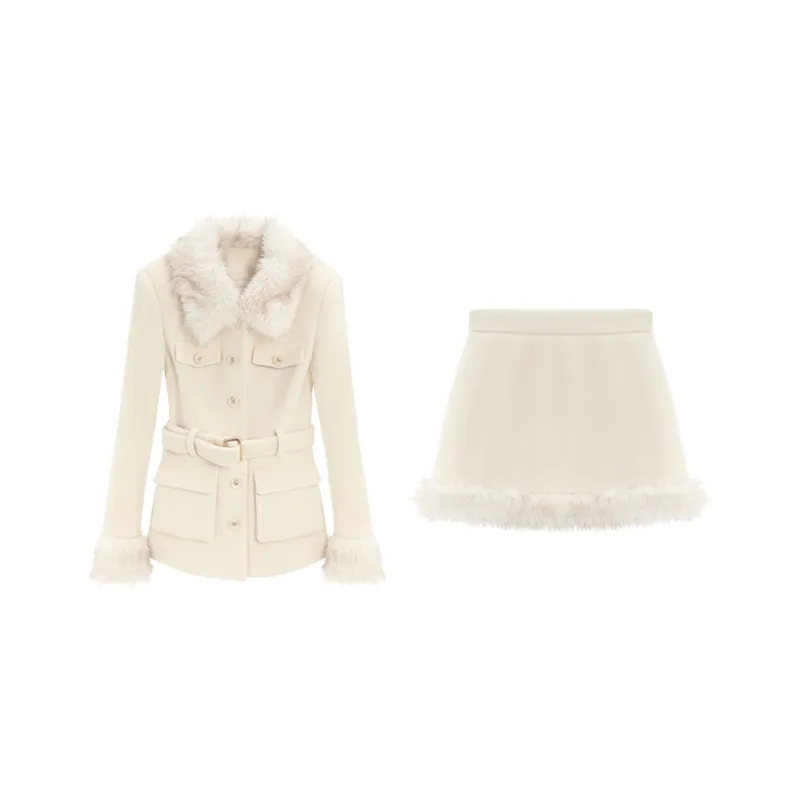 Ah Cai Skirt Set Women's Beige Apricot-0
