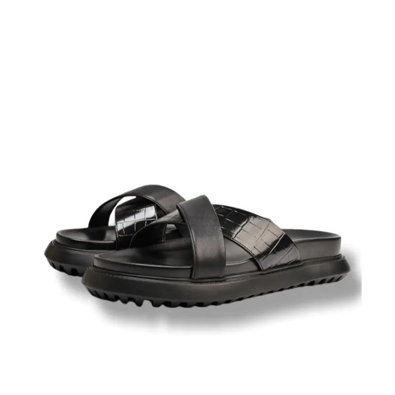 Brounvanm Rubber Foam Outsole Slide Slippers Men's Black-1