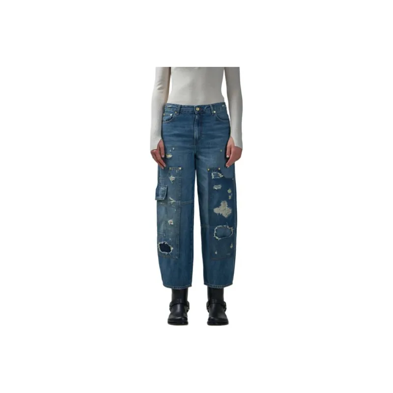 GANNI Distressed Wide Leg Jeans-0
