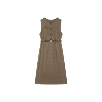 IHIMI Sleeveless Dress Women's Khaki Brown