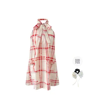 TUSHIFEI Sleeveless Dress Women's Red+Hair Tie Comes With