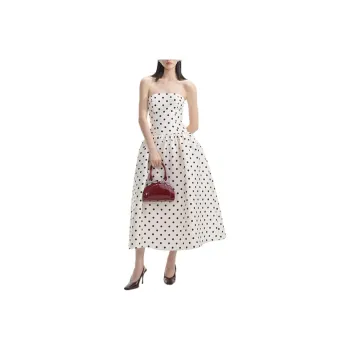 Self-portrait Polka Dot Taffeta Midi Dress