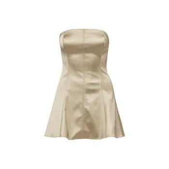 ARITZIA Ten Interest Satin Dress Sleeveless Dress Women's Humus Beige/Apricot Cream