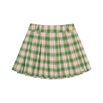 B.Duck Casual Short Skirts Women's Beige Green Plaid
